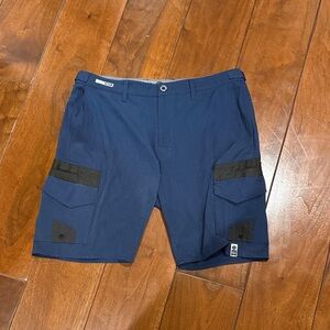 Salty Crew Navy Cargo Shorts with Black Accents